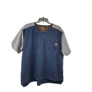 Carhartt Scrub Top Womens 2X Used Nursing Medical Navy Gray